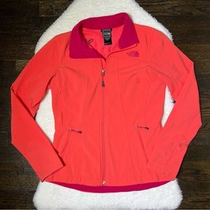 North Face Coral and Fuchsia Fleece Lined Soft Shell Jacket Small
